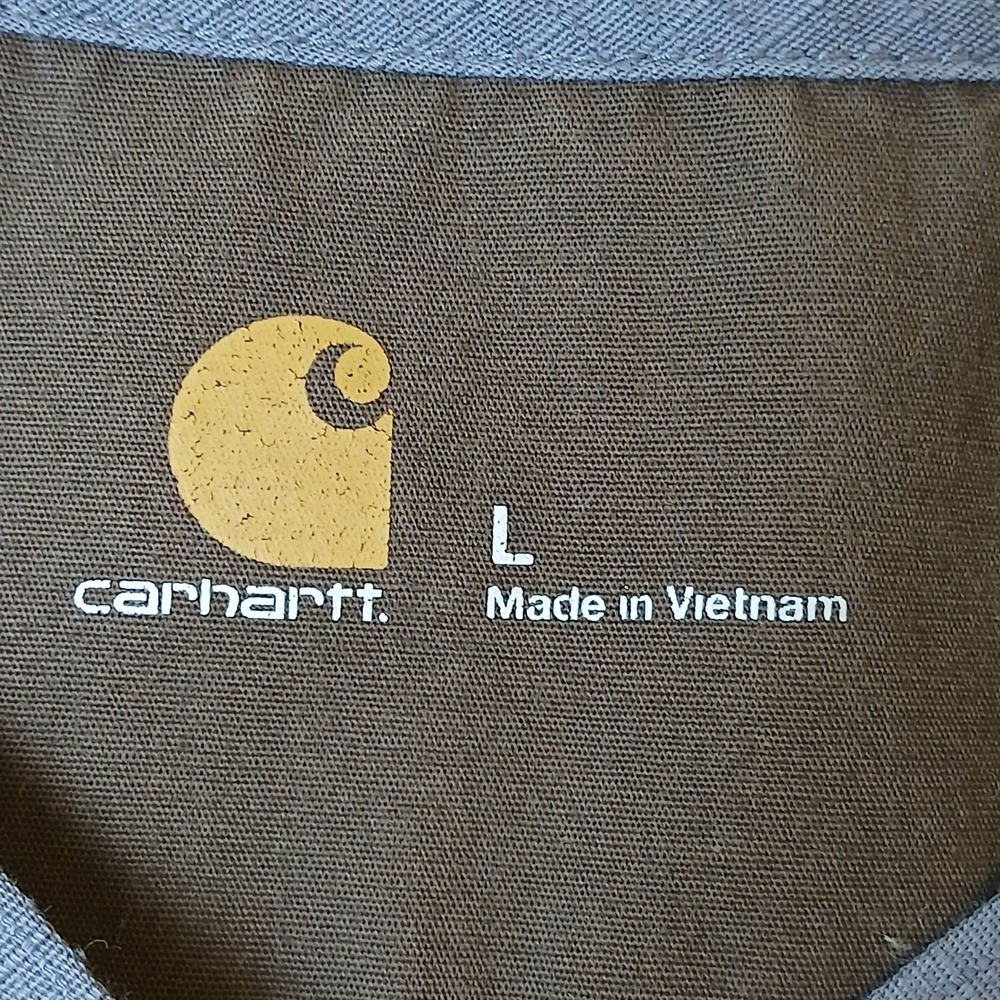 Carhartt Men Large Blue Ripstop Scrub Top V-Neck Workwear Utility Chest Pocket - Picture 3 of 8